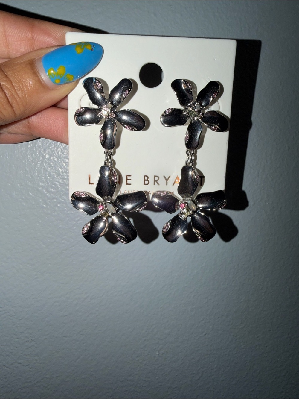 Lane Bryant Silver Floral Drop Earrings - Picture 3 of 6
